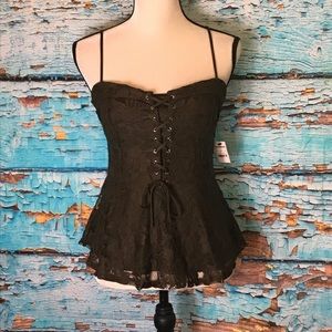 Express brown lace corset tank